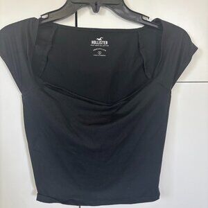 Hollister Super Soft Sweetheart Neckline Black Tee Size Small